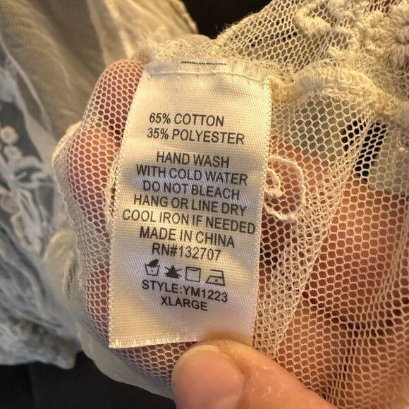 Nabee Cottagecore Sheer Lace Open Front Vest Boho Festival Top Romantic XL - Picture 6 of 14